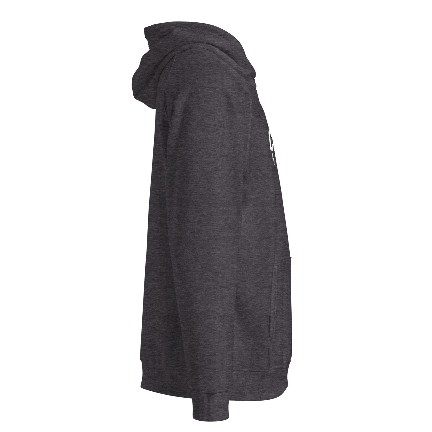 Dark gray hoodie on a white background