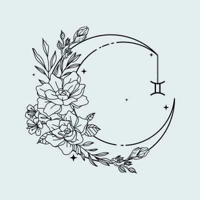 Elegant moon crescent adorned with botanical accents symbolizing the Capricorn star sign on a soft neutral backdrop