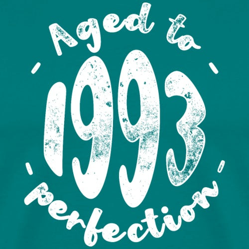 Aged to 1993 perfection' on a teal background