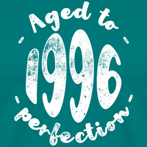 Text 'Aged to 1996 perfection' on a teal background