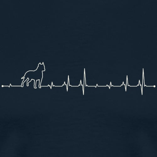 Heartbeat line with a dog silhouette on a navy background