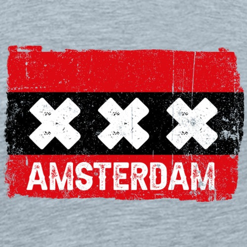 Amsterdam-themed graphic with red, black, and white design on a light gray background