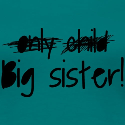 only child Big sister!' on a teal background