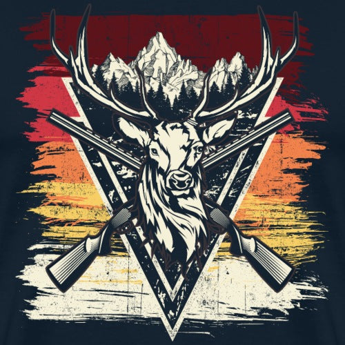 Deer silhouette design reflecting hunting and forest life.
