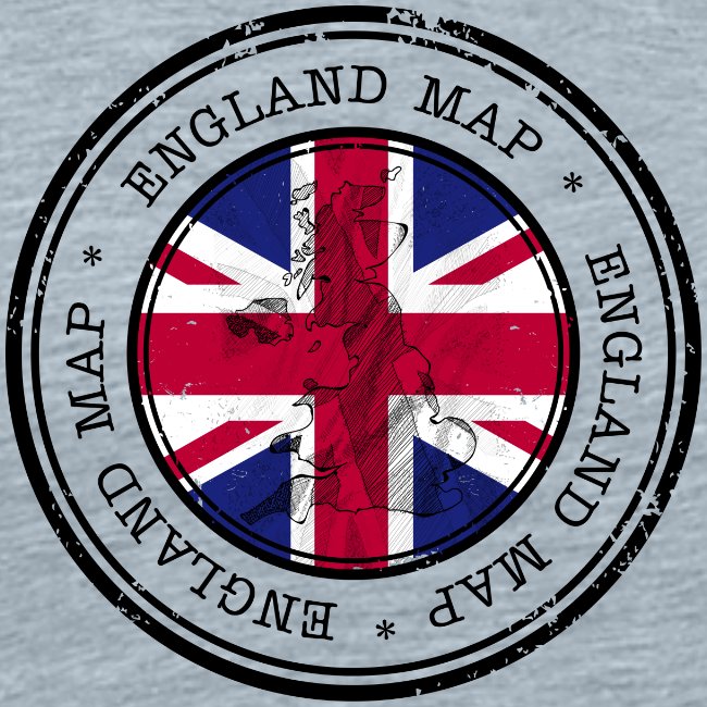 Design with England map and Union Jack flag on a gray background