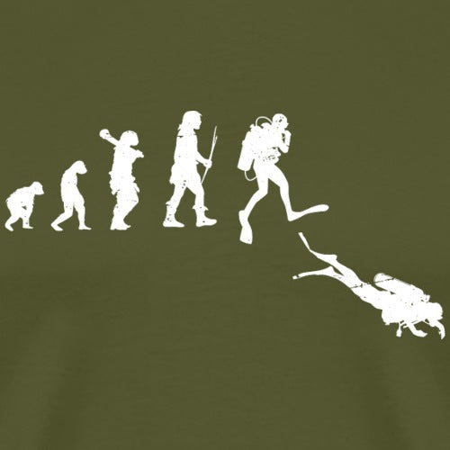 Evolution of a diver graphic on a green background