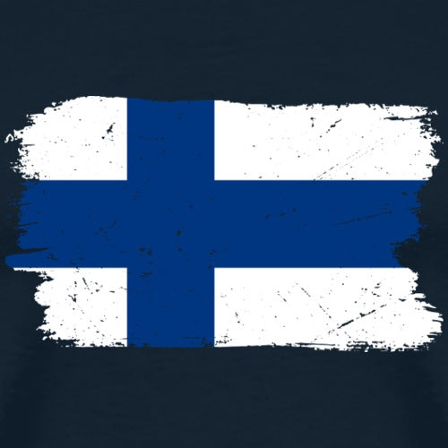 Navy blue t-shirt with a white and blue cross design on a dark background