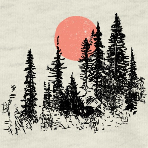 Mystical moonlit forest illustration with magical vibes.
