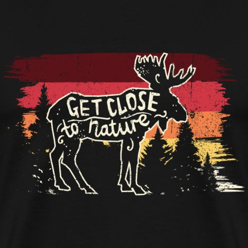 Get Close to Nature text with forest imagery inspiring connection.