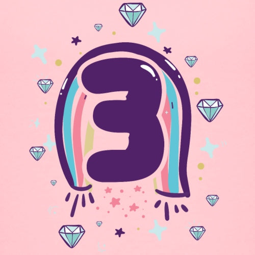 Kids’ birthday t-shirt with colorful Happy 3rd Birthday text and festive design
