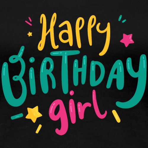 Happy Birthday girl' text on a black background