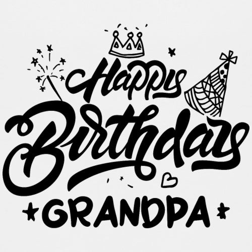Happy Birthday Grandpa' with decorative elements on a white background