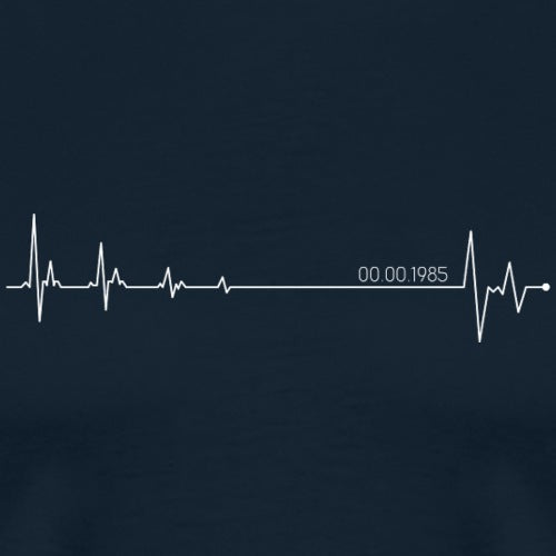 Heartbeat line design with date on a dark background