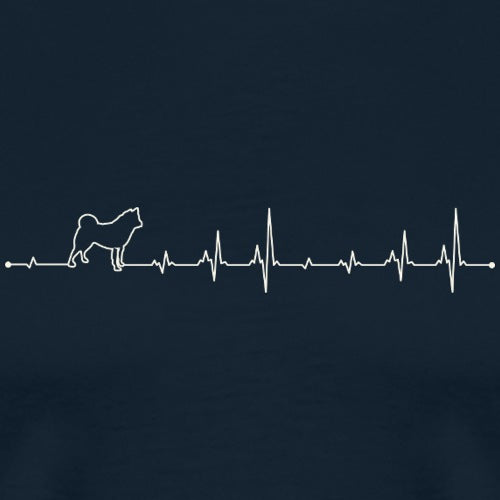 Heartbeat line with a dog silhouette on a navy background