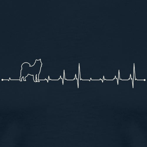 Heartbeat line with a dog silhouette on a navy background
