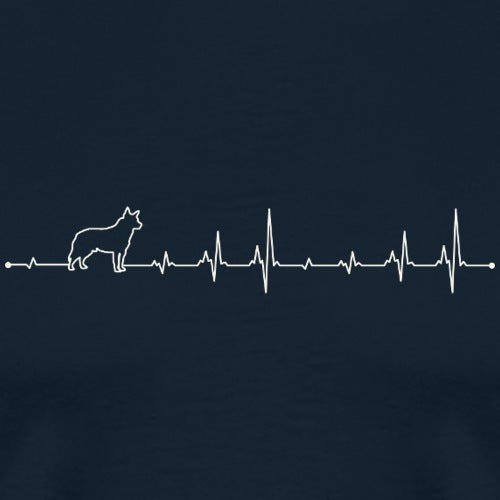 Heartbeat line with a dog silhouette on a navy background