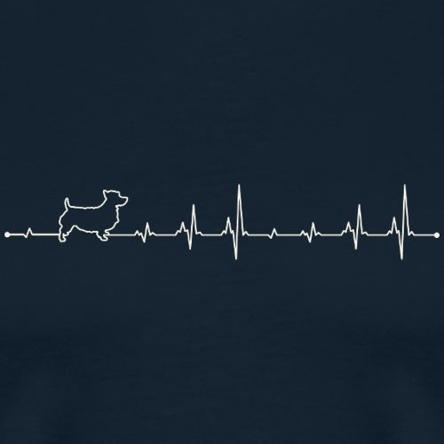 Heartbeat line with a dog icon on a navy background