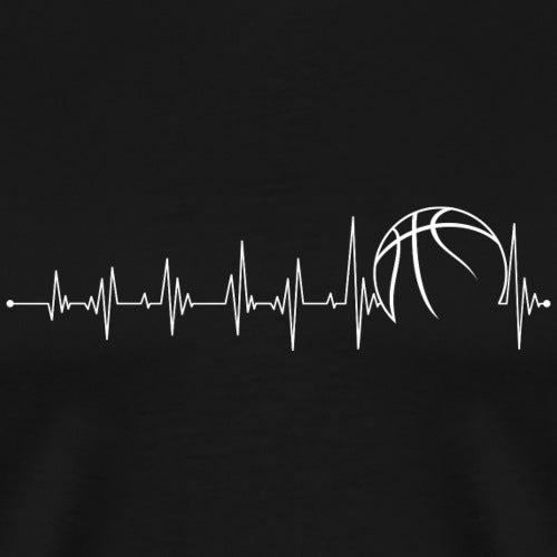 Heartbeat line design with a basketball on a black background