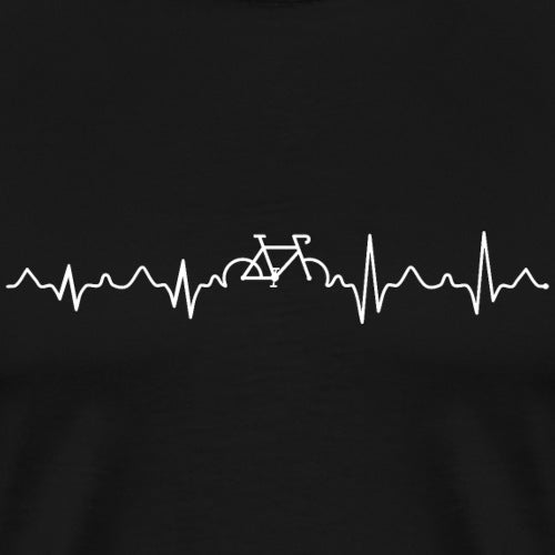 Heartbeat line with a bicycle in the middle on a black background