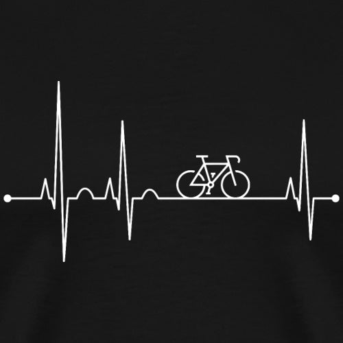 Heartbeat line with a bicycle icon on a black background