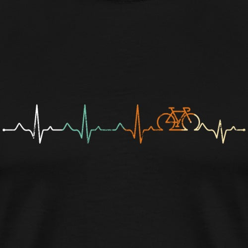 Heartbeat line with a bicycle icon on a black background