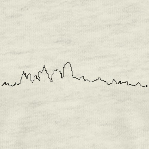 Outline of a city skyline on a textured beige background