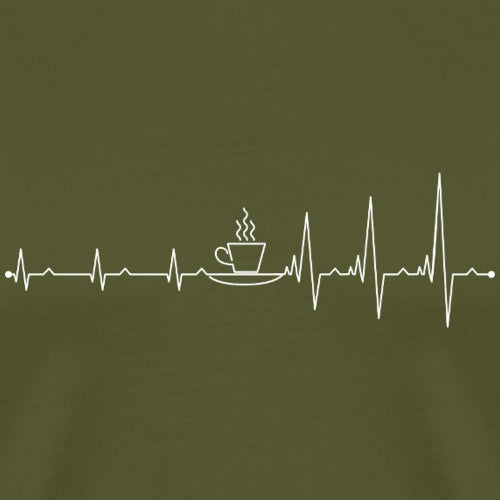 Heartbeat line with a coffee cup design on a green background