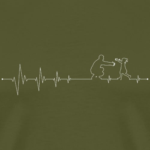 Heartbeat line with a couple holding hands on a green background