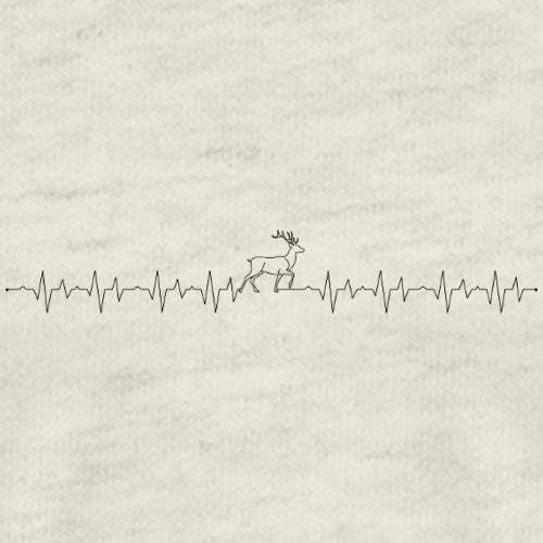 Heartbeat line with a deer in the middle on a textured beige background