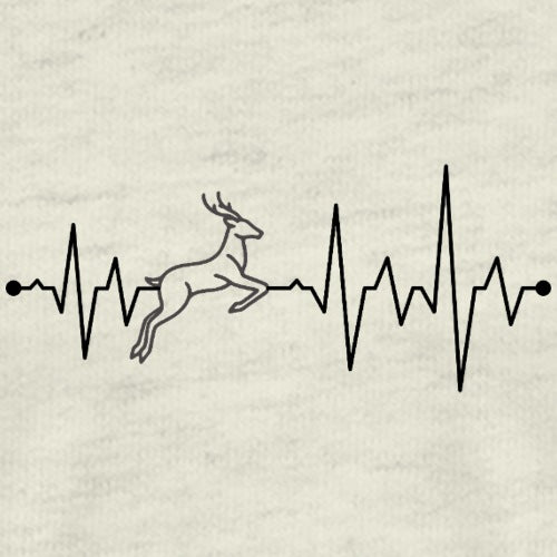 Heartbeat line with a deer in the middle on a beige background