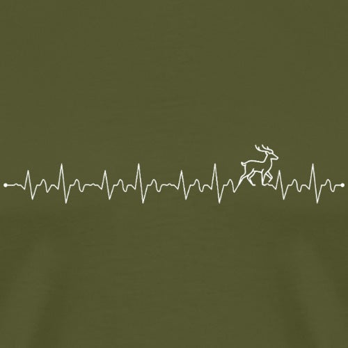 Heartbeat line with a deer outline on a green background