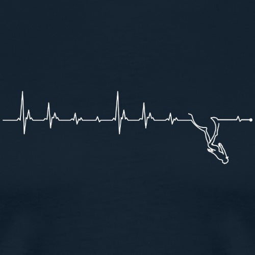 Heartbeat line with a silhouette of a person on a navy blue background
