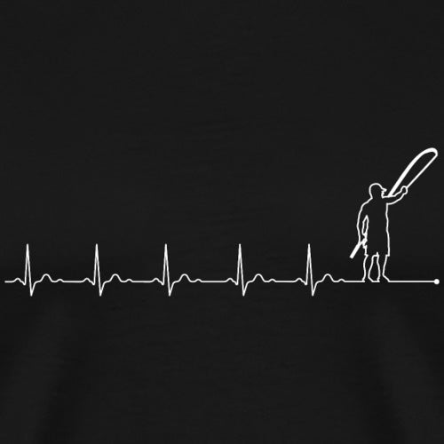Heartbeat line with a person holding a bat on a black background
