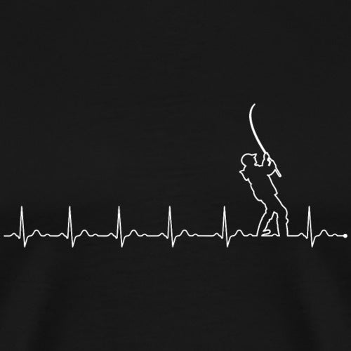 White silhouette of a person playing guitar on a black background with a heartbeat line.