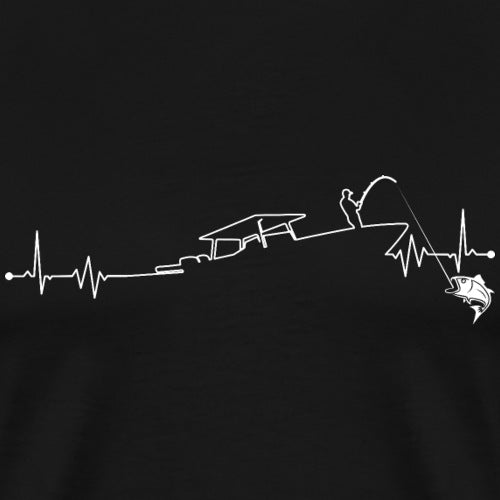 Black t-shirt with white line art design on a black background