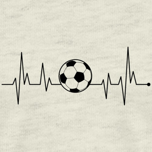 Soccer ball with heartbeat line design on a beige background