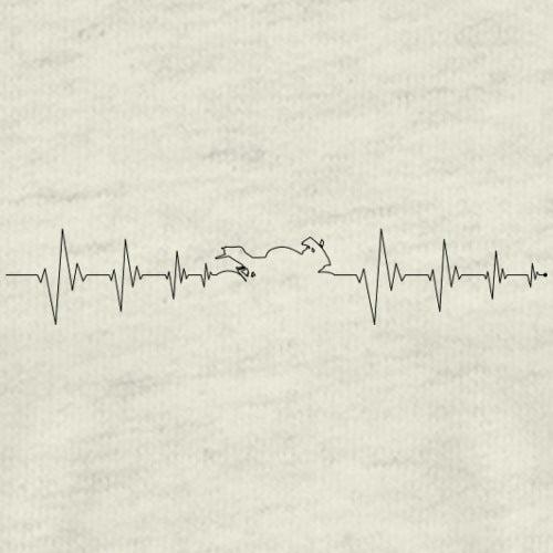 Heartbeat line with a dog icon on a textured beige background