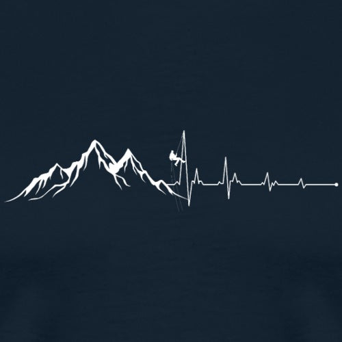 Mountain silhouette with a heartbeat line on a dark background