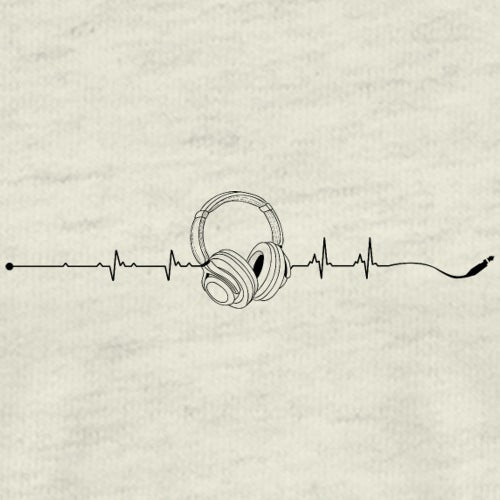 Headphones with a heartbeat line on a beige background