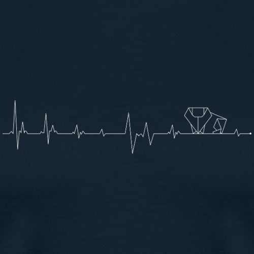 Heartbeat line graph with a geometric robot on a navy background