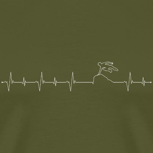 Heartbeat line with a hand reaching upwards on a green background