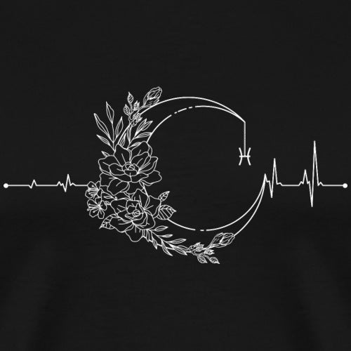 Floral design with a heart rate line on a black background