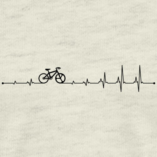 Heartbeat line with a bicycle icon on a textured beige background