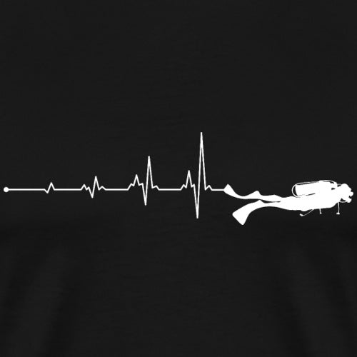 Heartbeat line with a diver silhouette on a black background