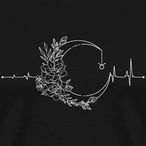 Floral design with a heart rate line on a black background