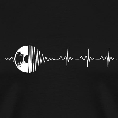White heart rate monitor design on a black background