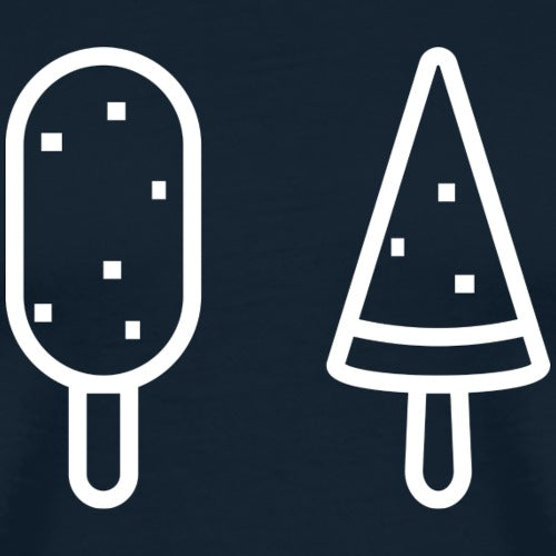 White outline of a popsicle and a cone on a black background