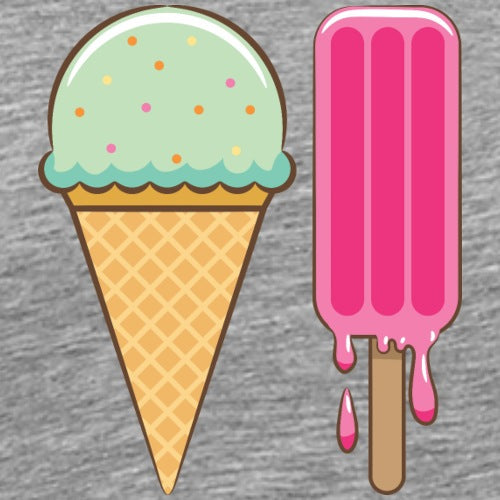 Illustration of an ice cream cone and a pink popsicle on a gray background
