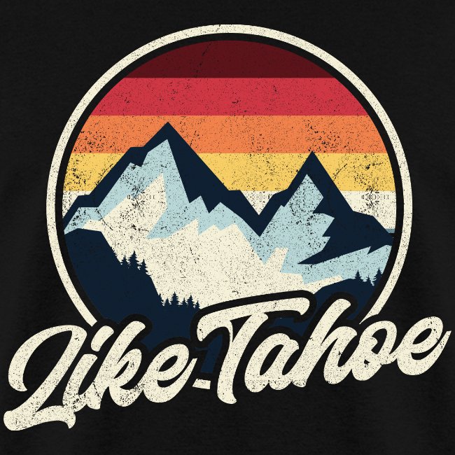 Retro Lake Tahoe illustration capturing nature and adventure.