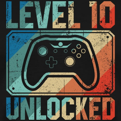 Gaming controller graphic with 'Level 10 Unlocked' text on a colorful background